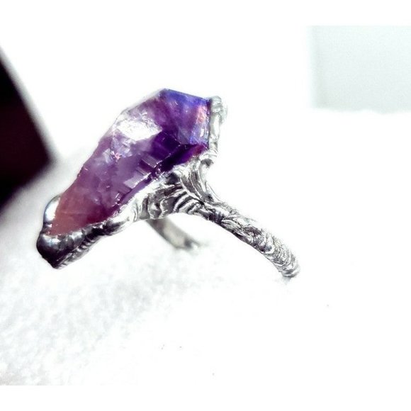 Amethyst rainbow aura crystal ring adjustable - Picture 9 of 12